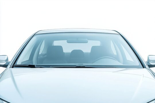 White Car Front View Interior Visible