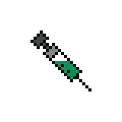 Fototapeta premium Cute pixel cartoon 8bit doctor equipment medical tool care for decoration inject hypodermic syringe hospital 8 bit pixel art game 8bit png vector.