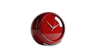 Stylish round red clock on a white background showcasing modern design and functionality for home decor