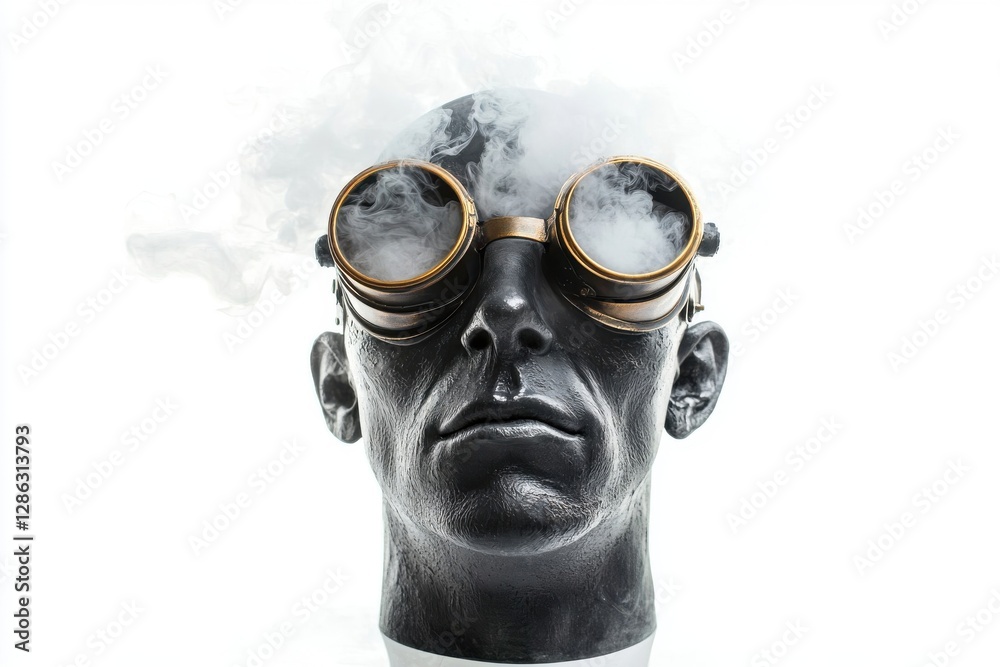 Wall mural Steampunk Mannequin Head with Smoke Filled Goggles