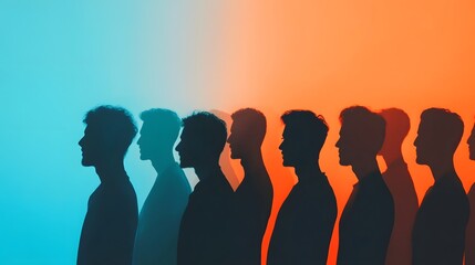 Blending Figures in Vibrant Tones Representing Unity and Togetherness