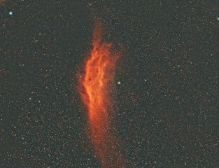 California Nebula (NGC 1499 or Sh2-220) emission nebula in the constellation Perseus, star maps and...