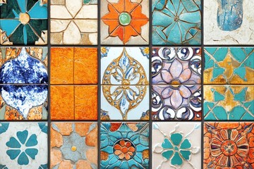 Colorful Mosaic Tile Wall Artistic Design