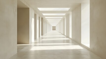 A spacious hallway illuminated by abundant natural light, creating a warm and inviting atmosphere, ideal for movement or gatherings.