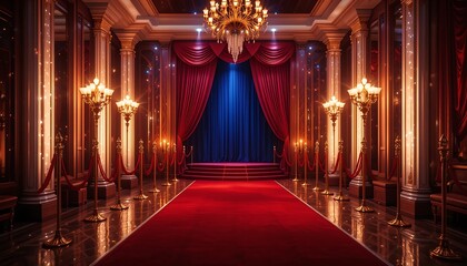 Obraz premium Elegant Red Carpet Event with Stage and Dramatic Lighting