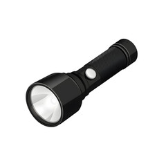 A sleek, high-quality vector illustration of a black flashlight