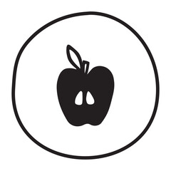 Apple half doodle icon hand drawn in flat style. Vector illustration isolated on white background