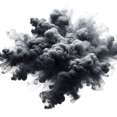 A dark grey smoke isolated on white background