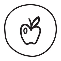 Apple doodle icon hand drawn with black line in freehand style. Vector illustration isolated on white background