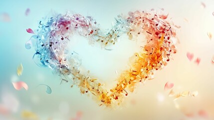 Musical Notes Form Heart Shaped Abstract Art