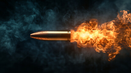 Fiery Bullet in Motion Dramatic Smoke and Fire Trail