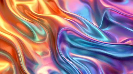 Naklejka premium Abstract Background - Iridescent Flowing Fabric in Vibrant Colors