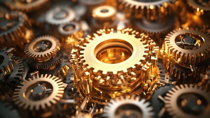 A collection of intricate gears meticulously arranged on a table, showcasing their mechanical design and functionality in a captivating manner.