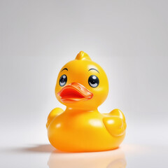 Cheerful Yellow Rubber Duck with Glossy Finish on Transparent Background