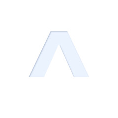 ^ caret character in light blue color with inner shadow and cutout effect, transparent background