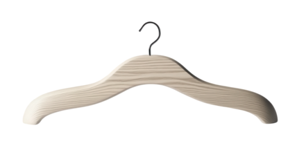 Wooden hanger with a curved design, ideal for organizing clothing in a stylish and functional way, suitable for any wardrobe space