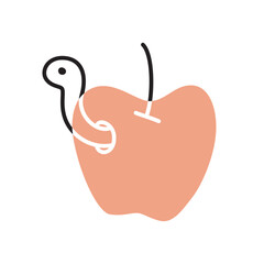 Apple doodle icon hand drawn in a modern minimalistic style isolated on white background. Vector illustration