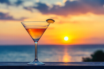 cocktail glass on nature background