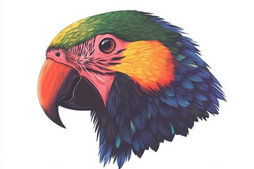 Fototapeta premium Vibrant Rainbow Lorikeet Head Profile Detailed Illustration
