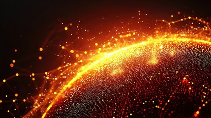 Obraz premium Vibrant Abstract Energy Waves with Glowing Particles and Dynamic Light Effects