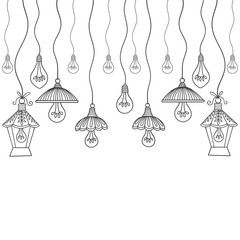 Hanging lantern ornament for Ramadan. Ramadan Lantern Ornaments line art vector eps