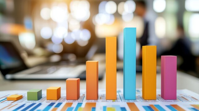 A stacked bar chart illustrating market share in various product categories.