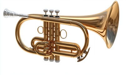 Obraz premium Gold cornet isolated on white background, ready for music production
