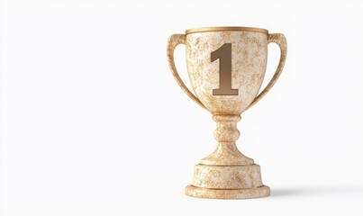 Fototapeta premium Gold number one trophy on white background for achievement concepts