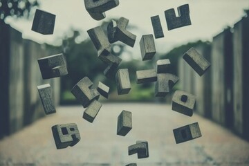 Floating Wooden Letters on a Blurred Background in Soft Light