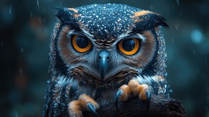 Owl portrait in rain forest