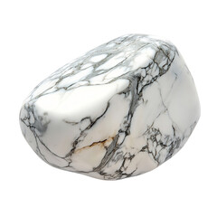 A Smooth Piece of Howlite Stone with Grey and Black Veins Isolated on Transparent Background