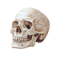 Human skull anatomical model isolated on transparent background, PNG