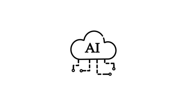 Cloud AI Developer Services, icon in line design. Cloud, AI, developer, services, technology, machine-learning,