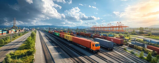 Aerial view of an intermodal logistics hub