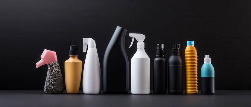 Cleaning supplies showcase studio setting product photography minimalist environment close-up view branding concepts
