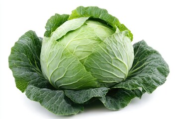 High Definition Image of Cabbage Isolated on White Background,Full Depth of Field