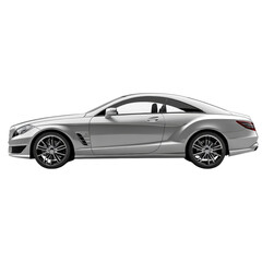 Obraz premium Sleek luxury coupe with a silver finish on a transparent background, PNG