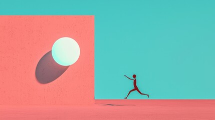 Dynamic Movement of a Silhouette Against a Retro Minimalist Background