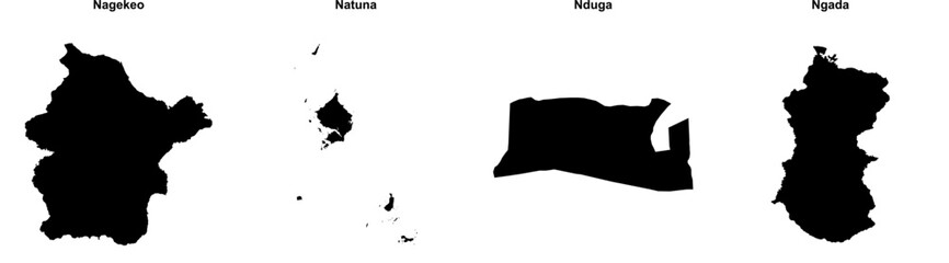 Nagekeo, Natuna, Nduga, Ngada outline maps