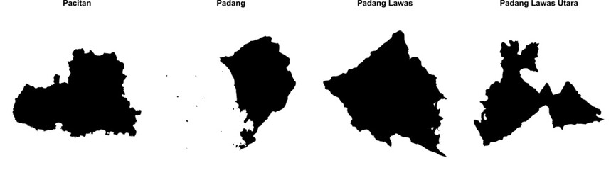 Pacitan, Padang, Padang Lawas, Padang Lawas Utara outline maps © David Zydd