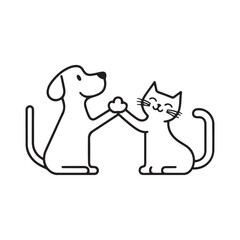 A friendly dog and cat shaking paws 3