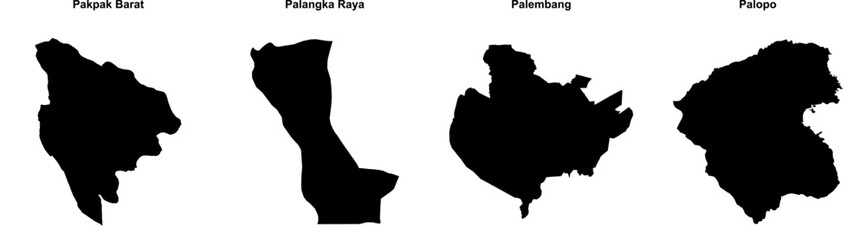 Pakpak Barat, Palangka Raya, Palembang, Palopo outline maps