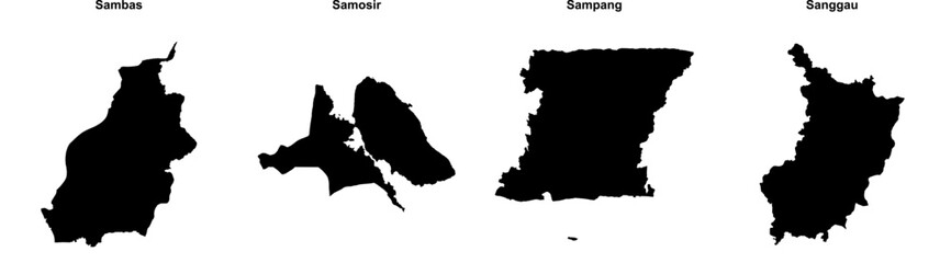 Sambas, Samosir, Sampang, Sanggau outline maps