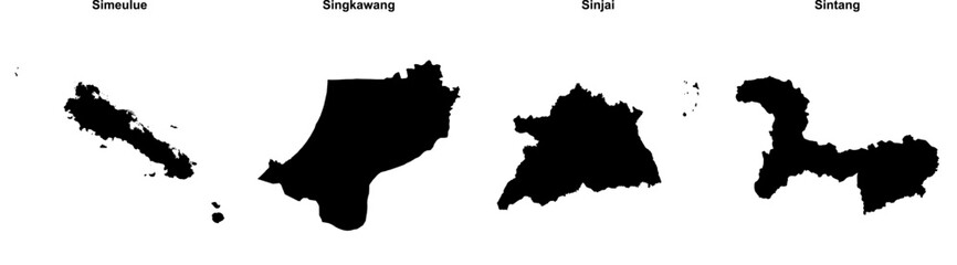 Simeulue, Singkawang, Sinjai, Sintang outline maps