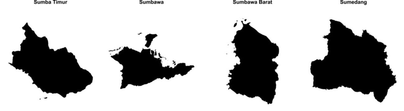Sumba Timur, Sumbawa, Sumbawa Barat, Sumedang outline maps