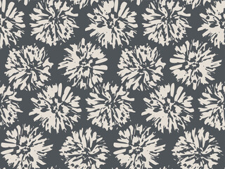 Vintage seamless floral pattern of aster flowers in retro style. Vector seamless Japanese pattern of abstract flowers.