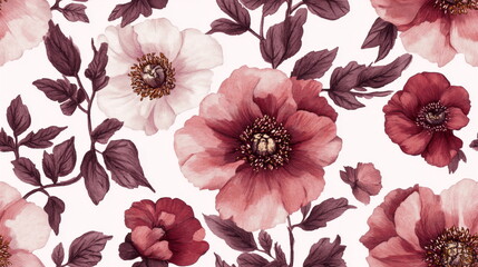 seamless floral peony pattern on background