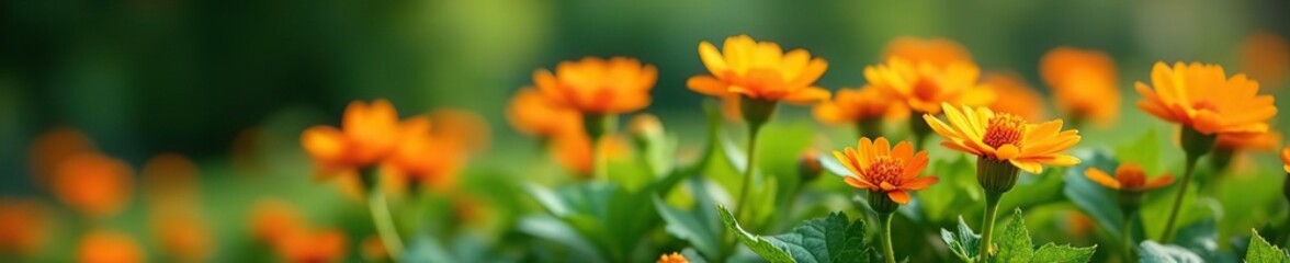 Bright orange flowers on a mound of green foliage, orange, brightorange flowers onemoundofgreenfoliage, flower