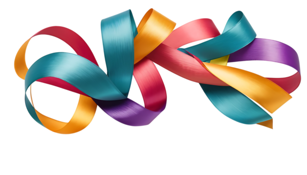 Abstract colorful ribbon swirling and twisting png