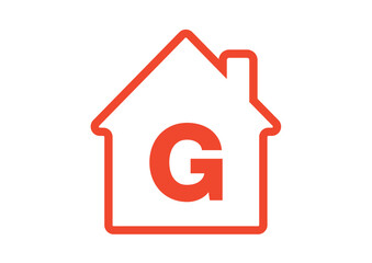 Outline house with Red G Classification Home Energy Efficiency Scale Sustainability Economy